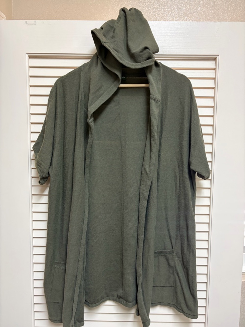 Eddie Bauer Hooded Sweater Cardigan Mens XL Olive Green Pockets Lounge Outdoors